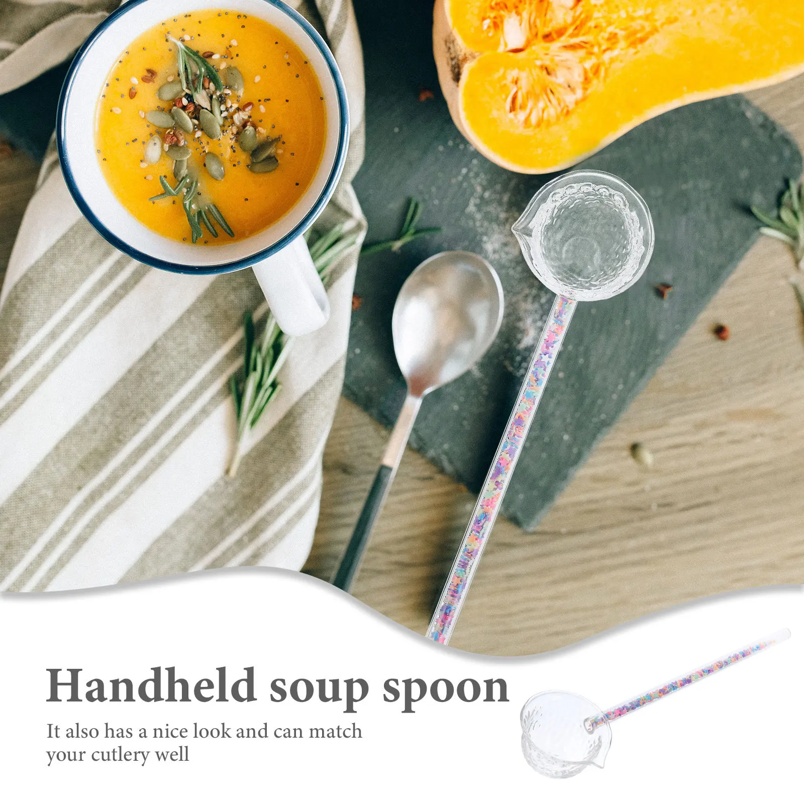 

Glass Tea Spoon Decorative Long Handle Japanese Style Loose Tea Scoop Handheld Multi Use Brewing Spoon Kitchen Glass