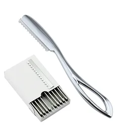1 Thinning Razor 10 Blades Magnet Barber Thin Razor Safety Hairdressing Razor Salon Hair Cut Knife Safe Shaving Straight Shear
