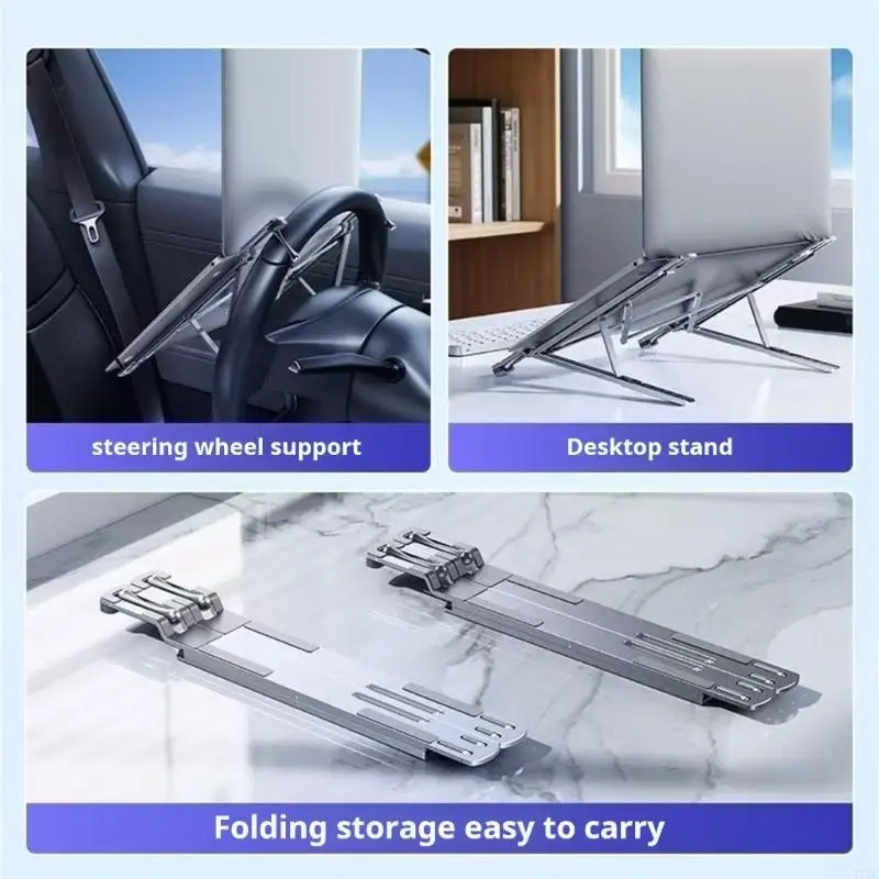 Ergonomic Car Laptop Mount Steering Wheel Computer Stand For Most Vehicles And Devices 77JC