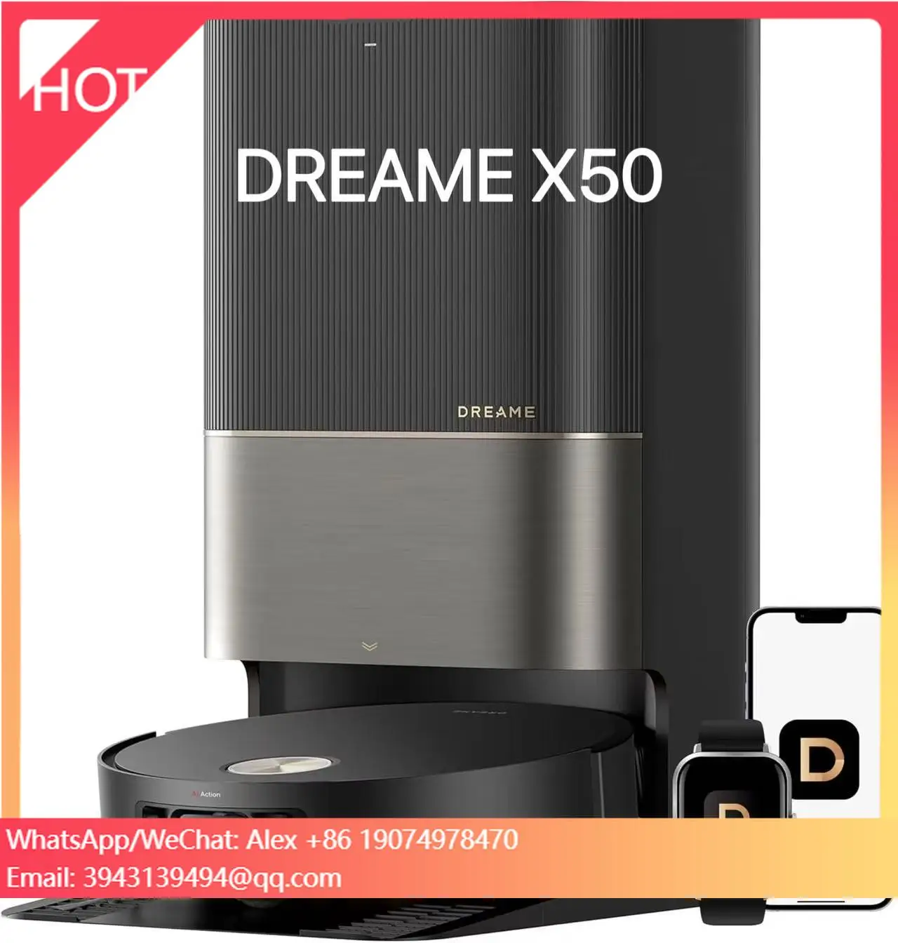 DREAME X50 Pro Ultra Robot Vacuum Cleaner High Suction 25000 Pa HEPA Filter Automatic Water Fill Wet Dry Mop Side Brush Combo