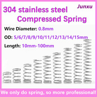 10-20pcs/Lot 0.8mm Stainless Steel Micro Small Compression Spring OD 5/6/7/8/9/10/11/12/13/14/15mm Length 10mm to 100mm