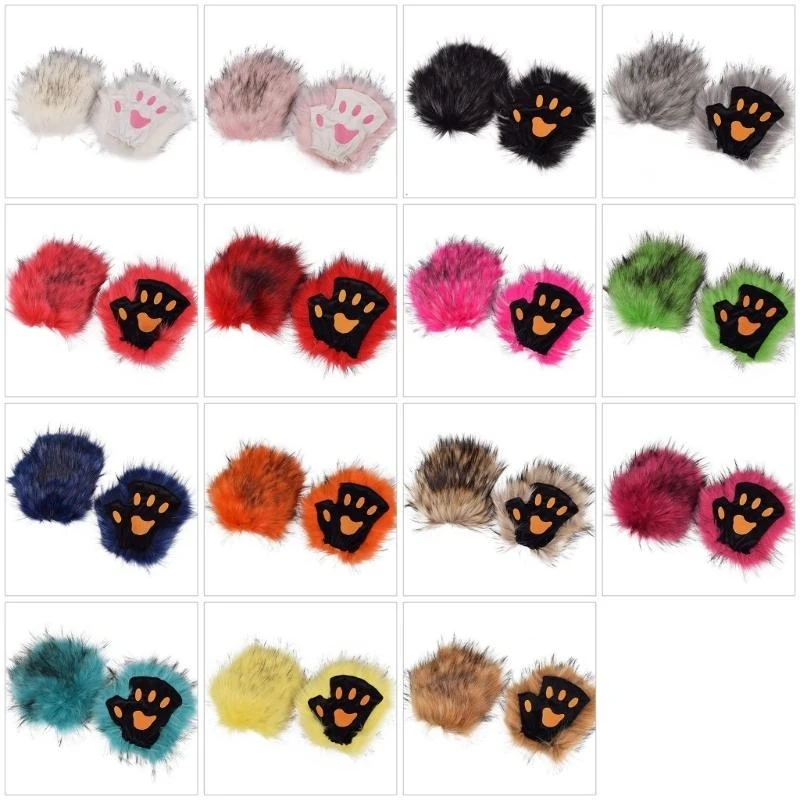 652F Oversized Paws Gloves Masquerades Halloween Devil Kitten Party Costume