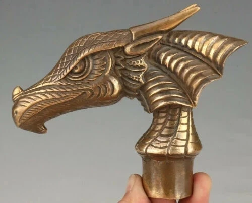 

RETRO BRONZE DINOSAUR DRAGON CANE WALKING STICK HEAD HANDLE ACCESSORIES