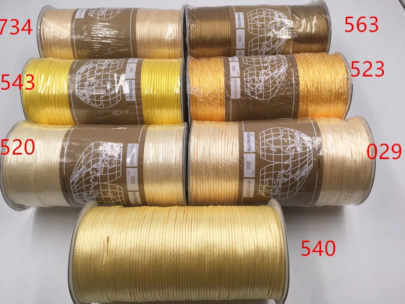 2mm Chinese Knot Rope 10meters-250yards 35colors Mix Nylon Satin Silky Macrame Cord Beading Braided Bracelet String Thread