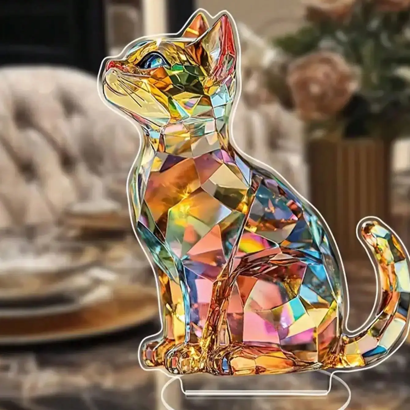 1PCS Elegant Cat Desktop Decoration Sculpture Home Decoration and Office Decoration Classic Animal Theme Decoration
