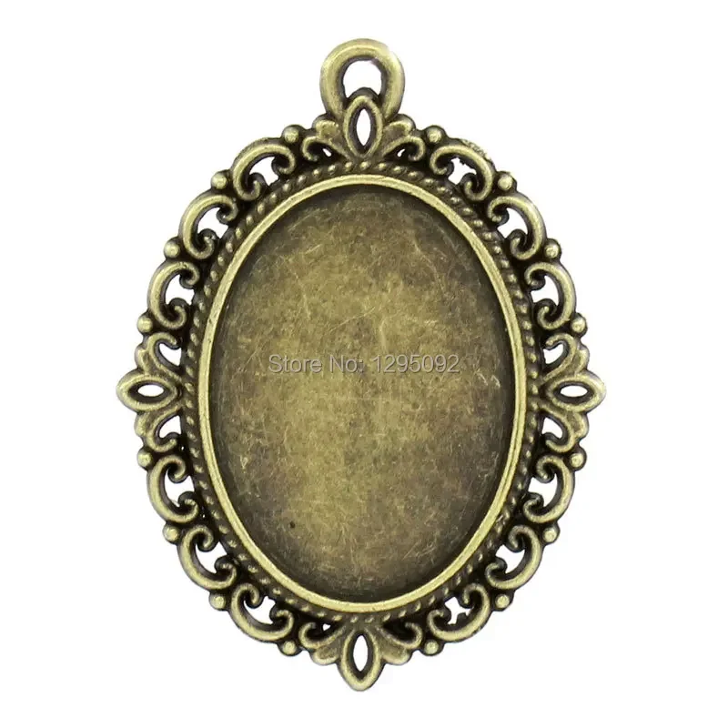 500Pcs Wholesale Charms Pendants Cameo Cabochon Settings Connector Oval Bronze Tone 4x3cm(1 5/8