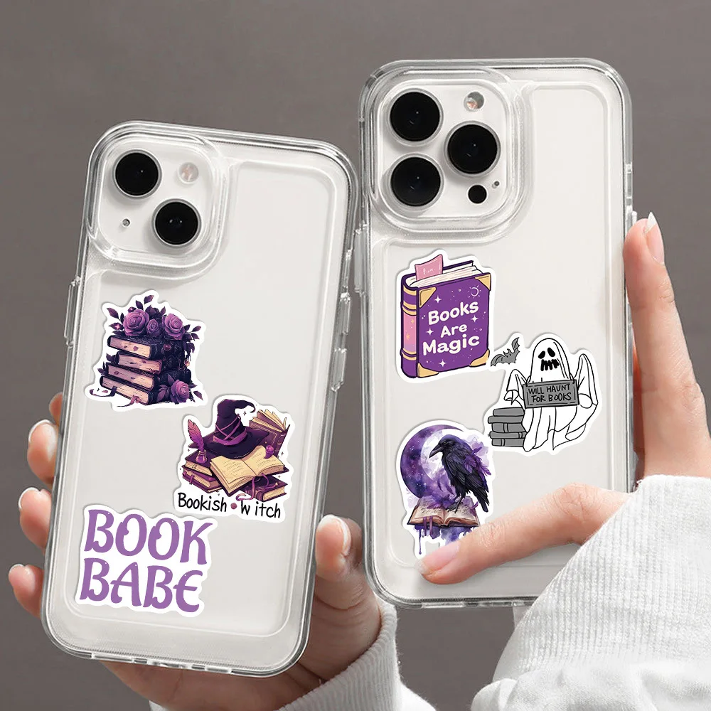 100pcs Purple Gothic Witch Bookish Stickers Dark Romance Reading Book Decals Girls Scrapbook Diary Phone Luggage Sticker