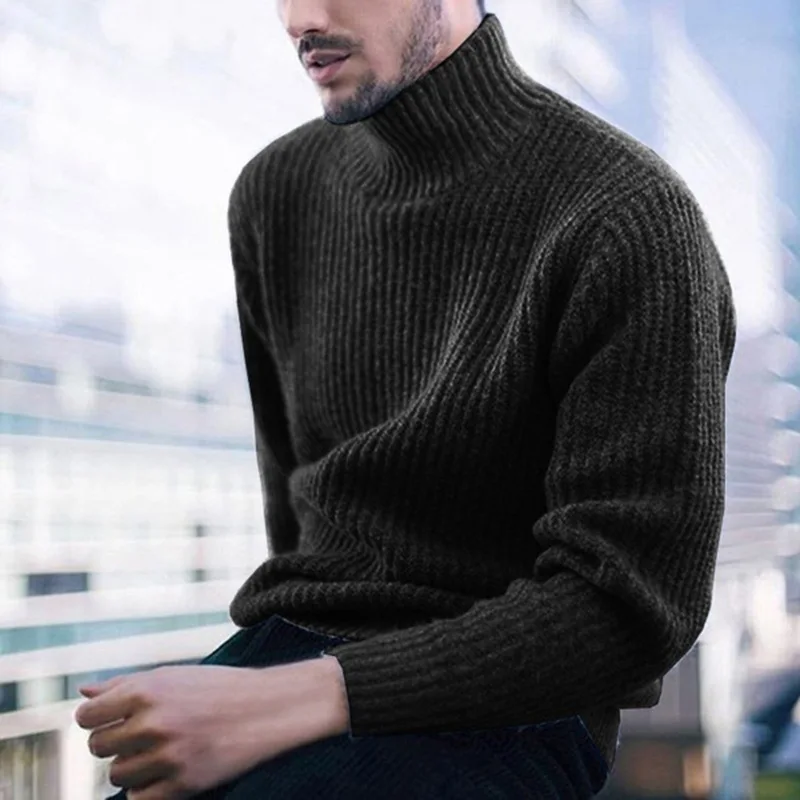 Men's Sweater Autumn And Winter New Solid Color Turtleneck Fashion Casual Large Size Sweater