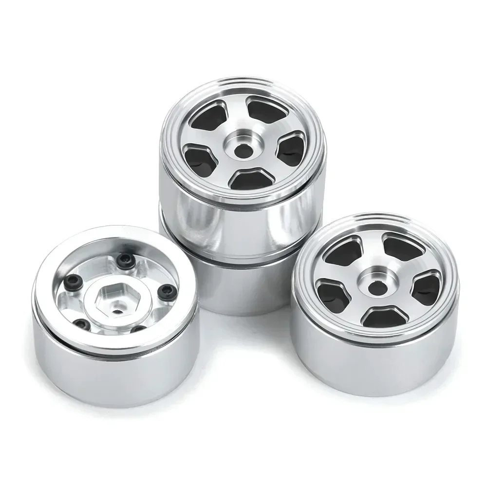 4PCS 1.0" CNC Metal Beadlock Wheel Rims for 1/24 RC Crawler Car Axial SCX24 90081 AXI00002 Deadbolt Chevrolet B-17 Betty