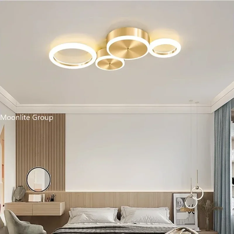 

Modern Ceiling Lighting Living Room Nordic Light Luxury Gold Circular Creative Personality Bedroom Ceiling Lighting home lamp
