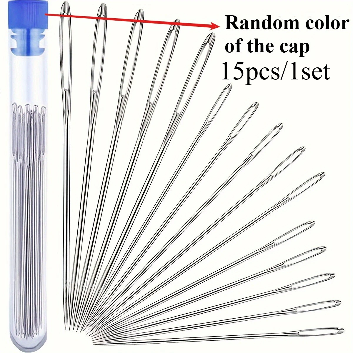 15pcs/1set Large eye sewing needle, suitable for household use, hand sewing,  The large needle hole makes it easy to thread