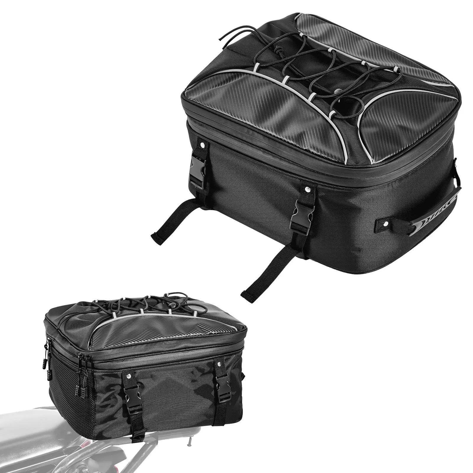 

22-34L Expandable Motorcycle Tail Bag with Waterproof Rain Cover Convertible Backpack Straps Luggage Storage Backpack Handbag