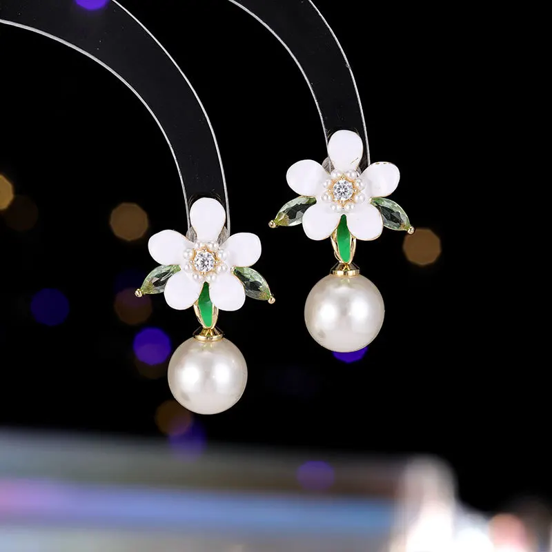 

Сакура Oil Drop s925 Серебряные иглы Свежие и модные серьги с жемчугом, легкие роскошные и супер серьги-гвоздики с эфирным цветком