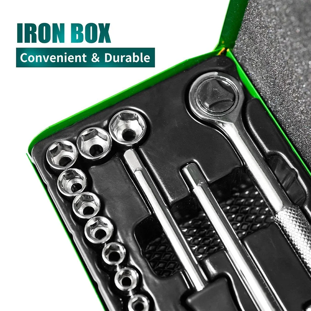 

Pro'skit Strong Torque Socket Metric Inch Auto Repair Hand Tool Combination Wrenches 23 Piece Socket Ratchet Allen Wrench Set