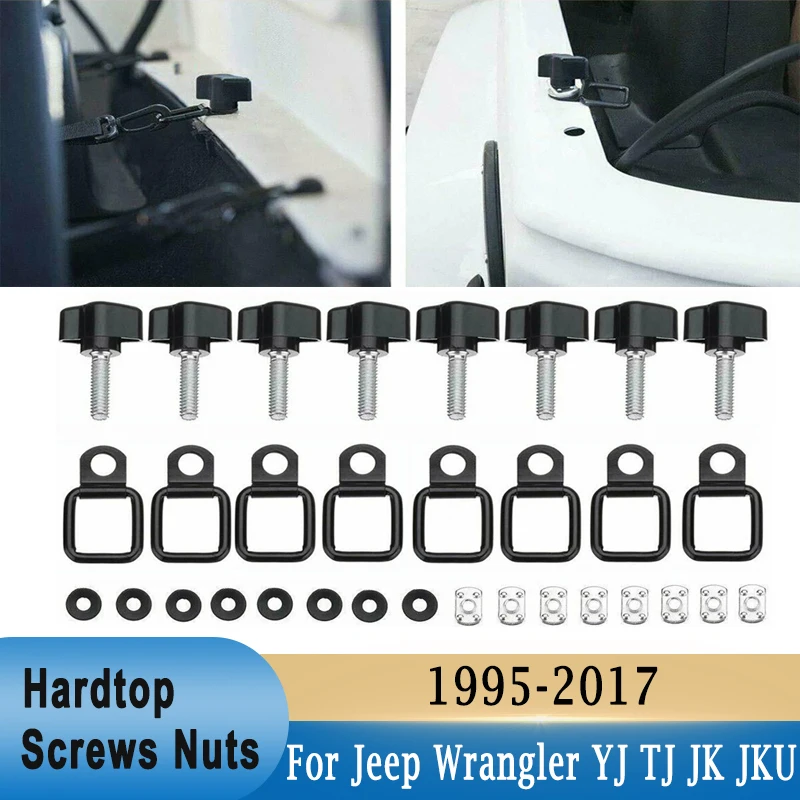 

8pcs Quick Removal Fastener Thumb Screws and Nuts Tie Down D-Ring Anchors for Jeep Wrangler YJ TJ JK JKU 1995-2017 Sports Sahara