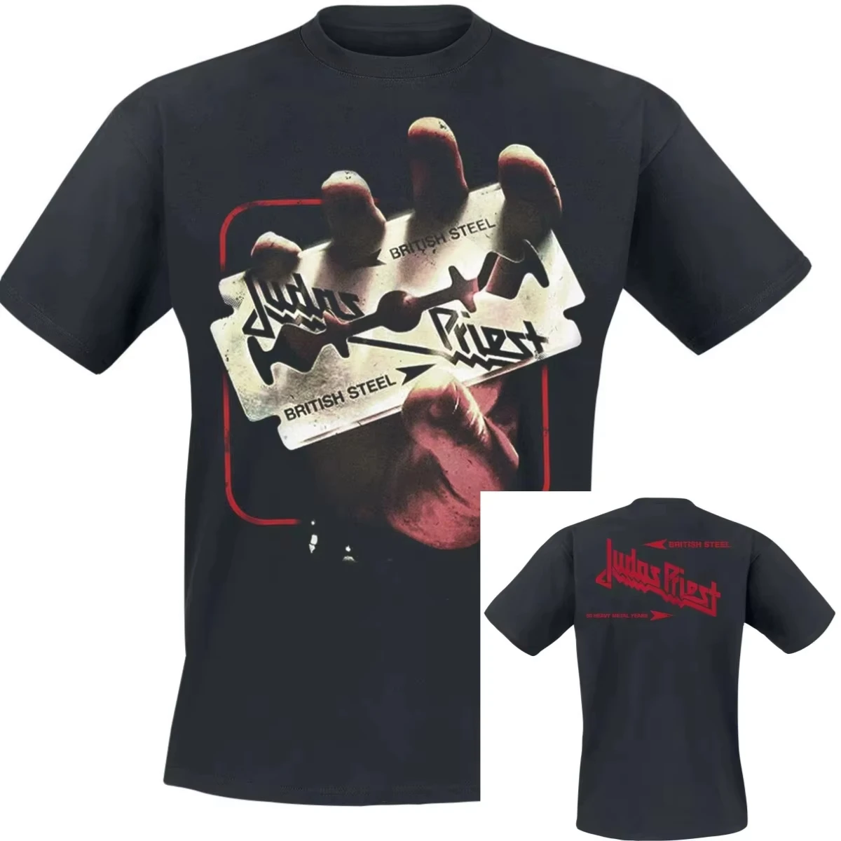 British Steel Hand Judas Priest T-Shirt Men Women Vintage Metal Rock Band Graphic Tee Cotton Summer Streetwear Top