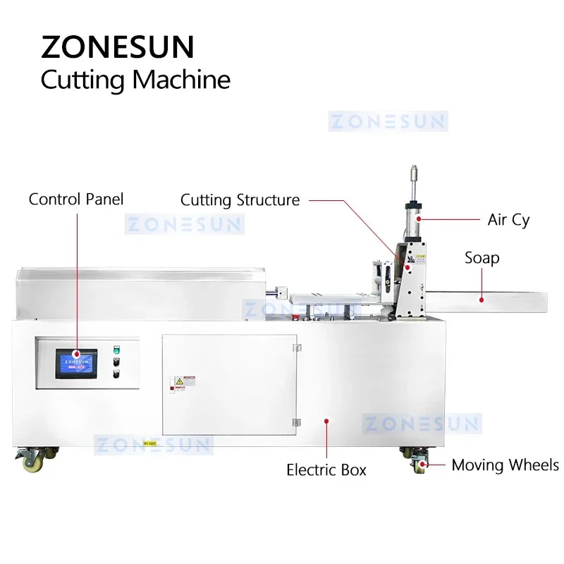 ZONESUN เครื่องตัดแผ่นสบู่อัตโนมัติเครื่องตัดสบู่บาร์นิวเมติกเครื่องตัดสบู่ห้องน้ําตัดอุปกรณ์ ZS-TQ650C