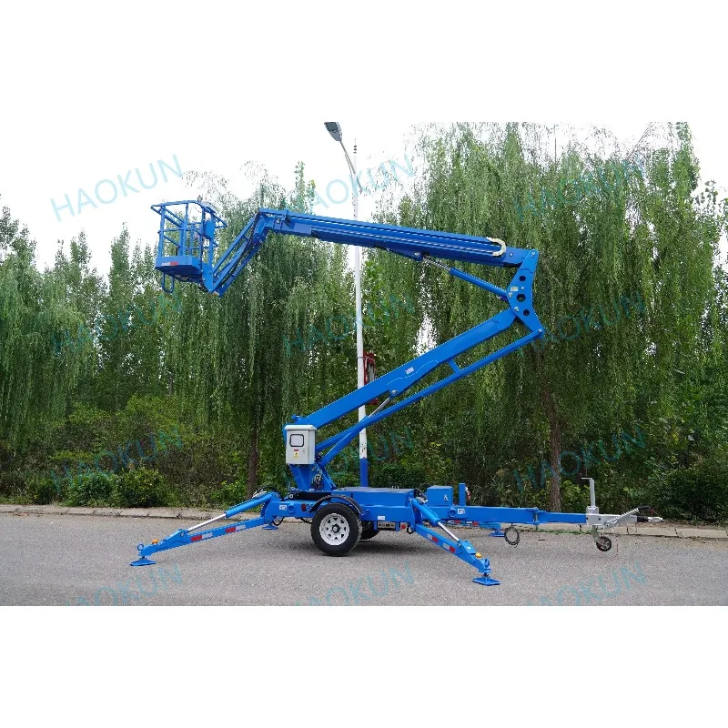 360 Spin 8-20m 200kg Towable Self-propelled Vehicle-mounted Curved Arm Boom Lift Electric Hydraulic Cherry Picker Spider