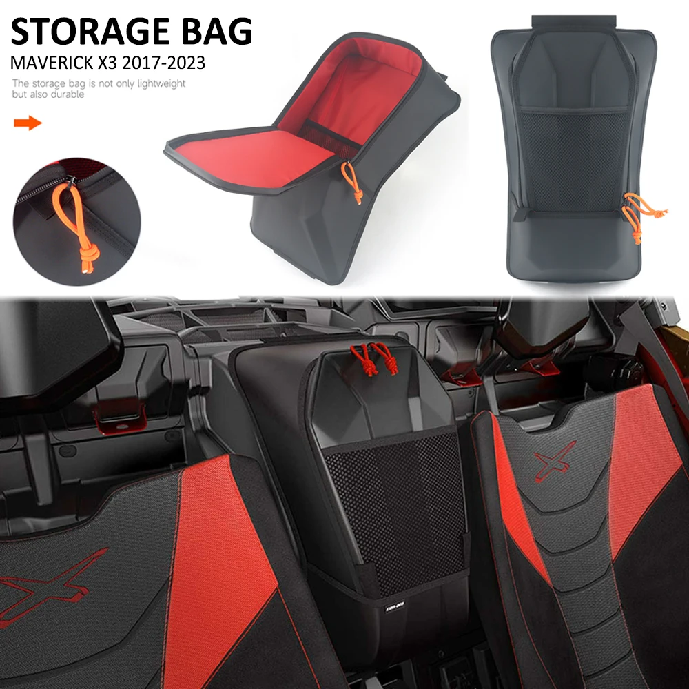 

For Can-Am Maverick X3 XRS XDS Turbo R Max 2017-2023 Seat Center Shoulder Console Storage Cargo Bag Box Between Seat Storage Bag