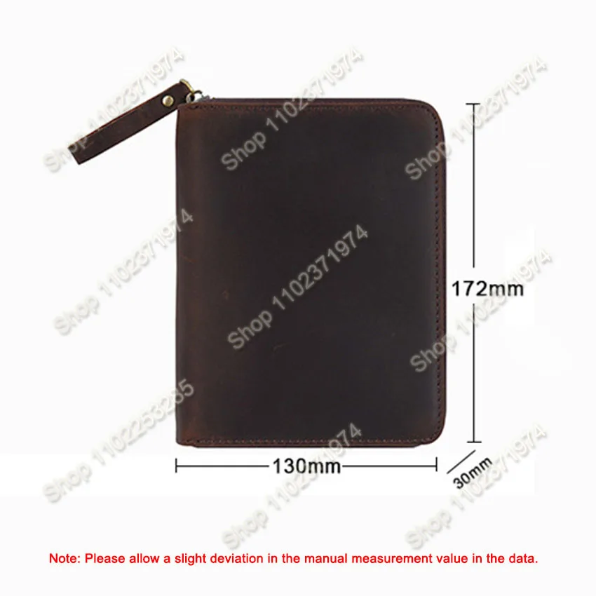 1 قطعة A6 دفتر غطاء الكتاب الطبقة العليا جلد البقر حقيبة سستة حقيبة صفحة ثابتة اليد كتيب غطاء مكافحة خسر الرجال النساء محفظة نسائية للعملات المعدنية