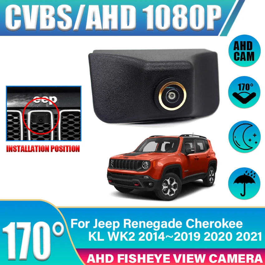 For Jeep Renegade Cherokee KL WK2 2014 2015 2016 2017 2018 2019 2020 2021 Car Front View Logo Camera Waterproof