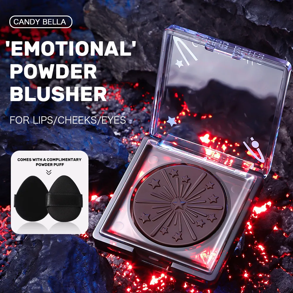 Candy Bella Black Blush & Fuwa Contour Powder - Soft Matte, Face-Focus Brightening, Shading & Blurring, Includes Peach (Multi-Pu