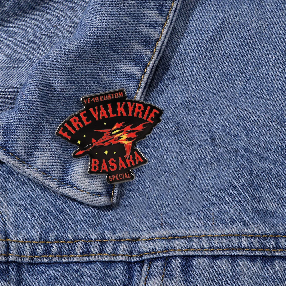 سوبر البعد قلعة ماكروس شعار المينا دبوس Vf-19 مخصص النار فالكيري مع باسارا شارة خاصة الخيال العلمي التلفزيون أنيمي بروش