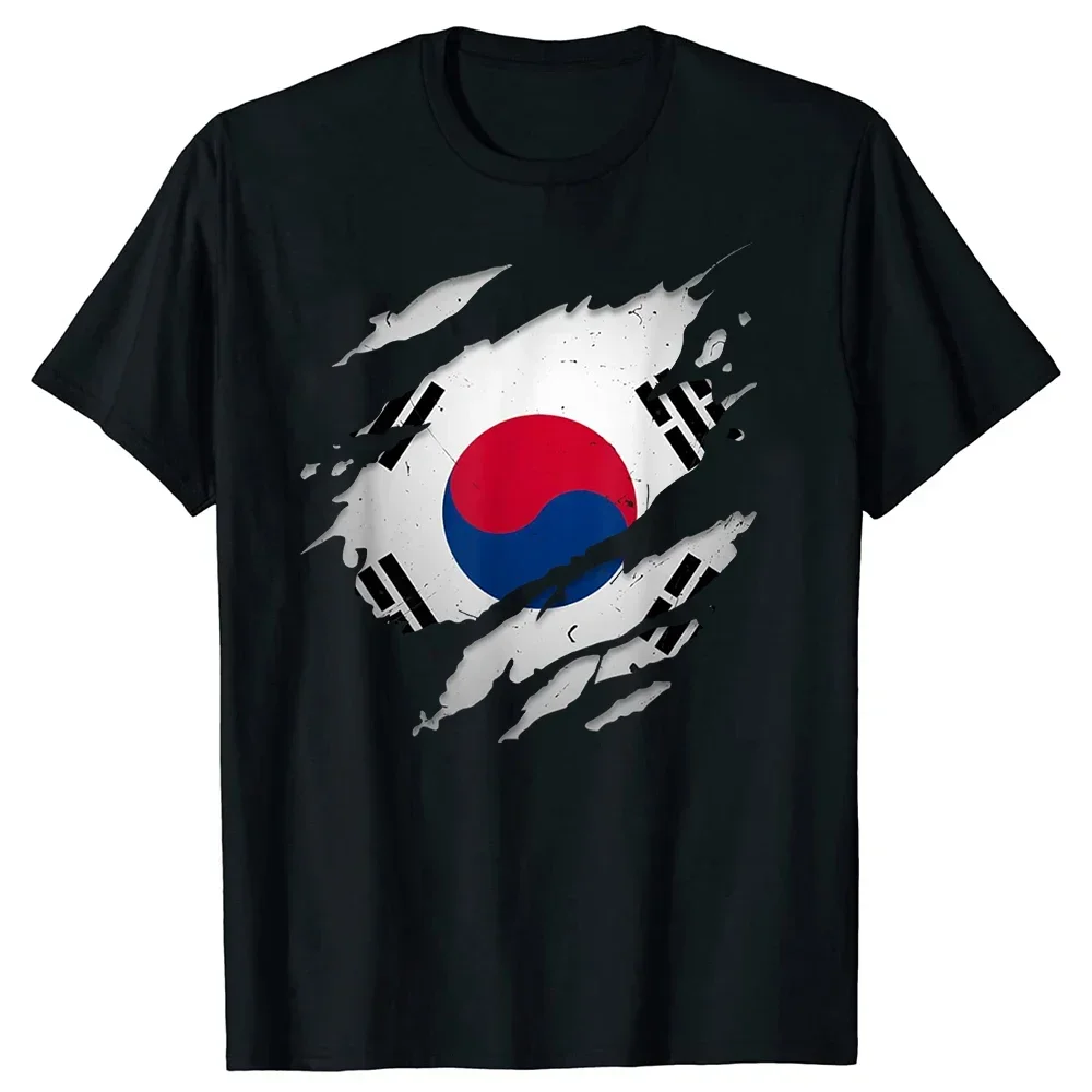 Funny Proud South Korean T Shirts Vintage South Korea Flag Graphic Cotton Streetwear Short Sleeve Gifts T-shirt Mens Clothing