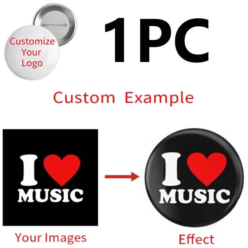 Custom Personalize Tinplate Pins Text Pictures Logo Printed Customize Brooches Lapel Metal Badges Gifts for Friends Wholesale