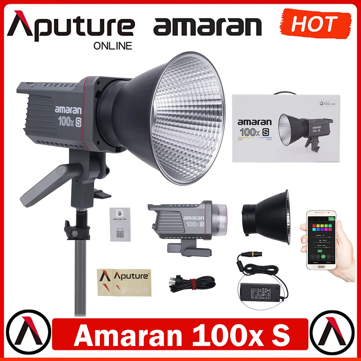 

Aputure Amaran 100x S 100x-s 100W Bi-Color Led Video Light, 2700K-6500K Bowens Mount Studio LED with App Control 100x Upgrade