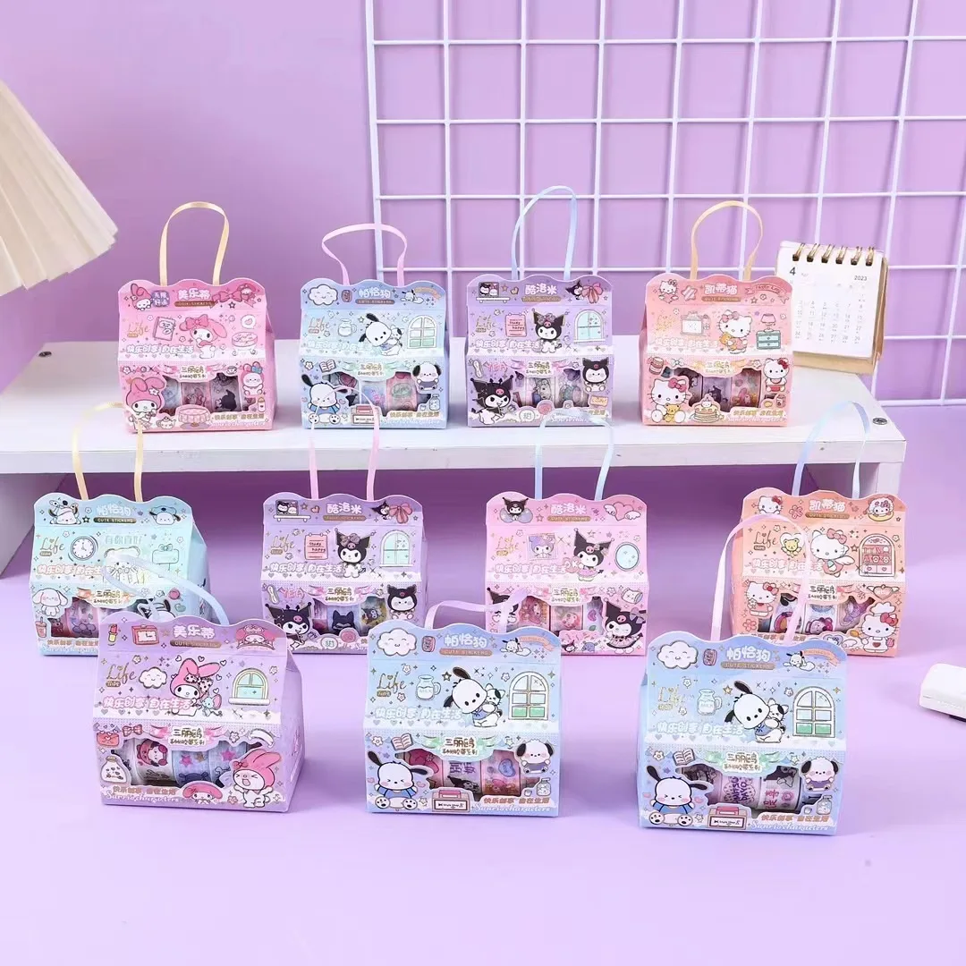 4/12box Sanrio Washi Tape Hello Kitty Kuromi Pachacco Washi Tape Kids Scrapbooking Journal Collage Material Sticker Stationery