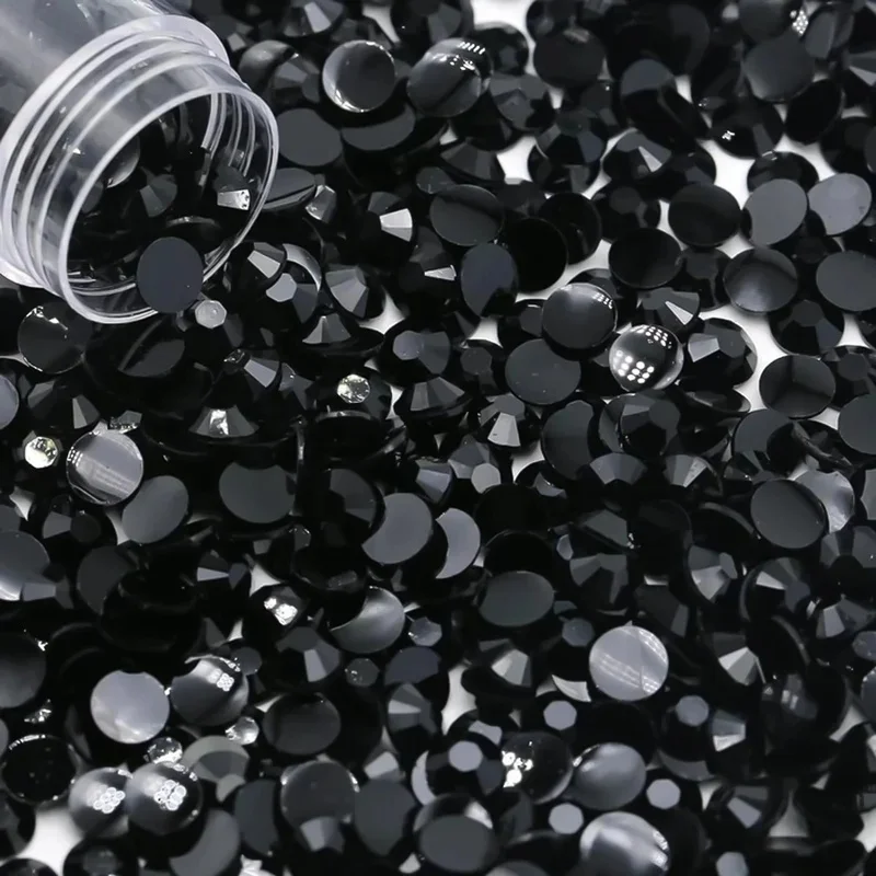 5000/10000PCS Black Flatback Resin Jelly Rhinestones 2-6mm Drill Faux Gems Bead for Crafts DIY Nail Art Charms Supplies