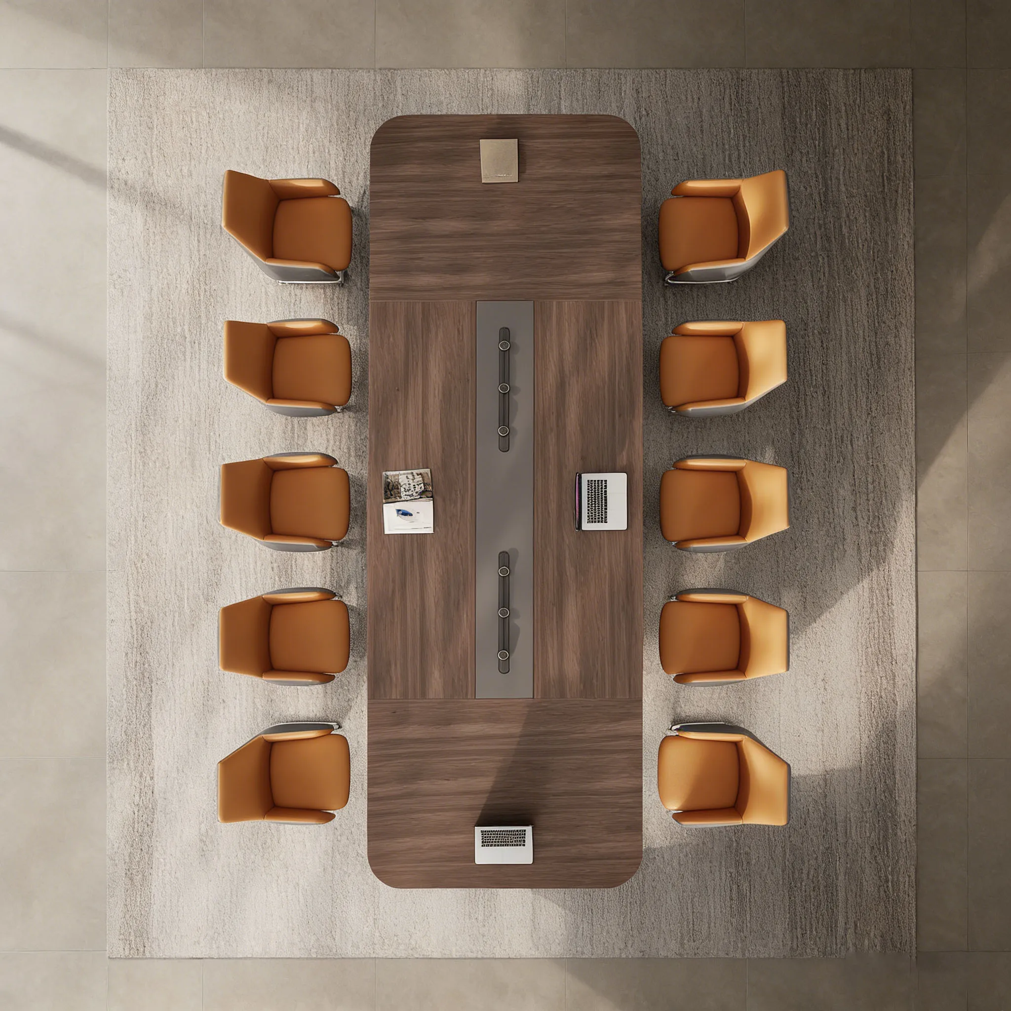 Luxury Business Large Wood Conference Table Eco-Friendly Durable High-End Texture Corporate Boardrooms Executive Negotiation