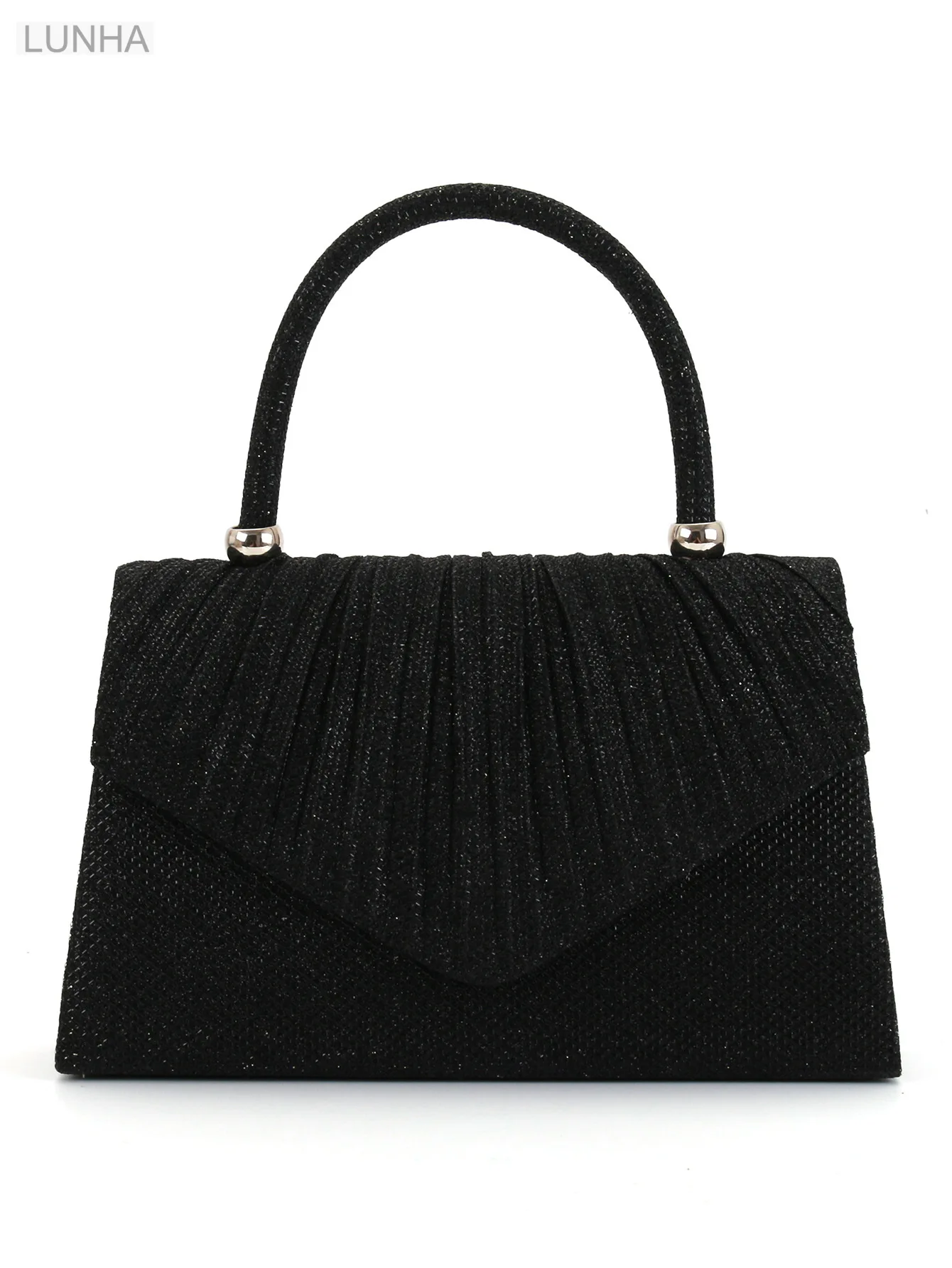 

Women's Flap Clutch Evening Bag with Pleated Design for Parties and Weddings