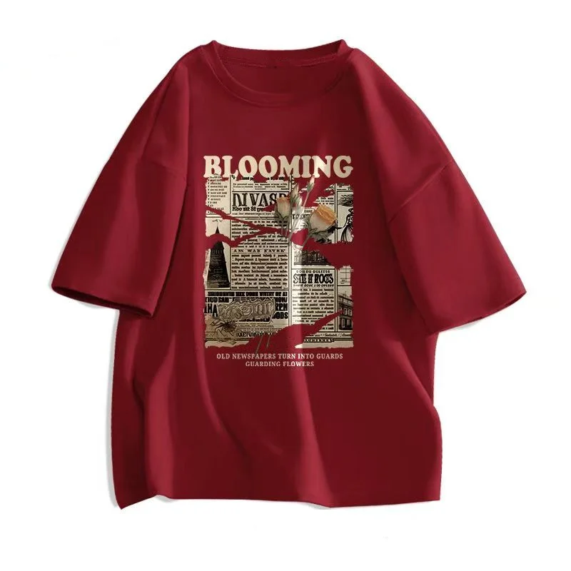 قصيرة الأكمام الرجال الصيف 2026 نمط جديد الاتجاه شخصية فضفاضة المتضخم الأمريكية تي شيرت ريترو Ins ملابس للرجال