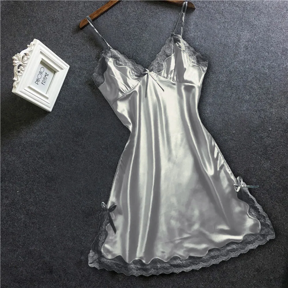 Chemise de nuit en dentelle patchwork avec nœud, chemise de nuit en tulle creux, chemise de nuit dos nu, pyjama confortable, document solide, mode sexy