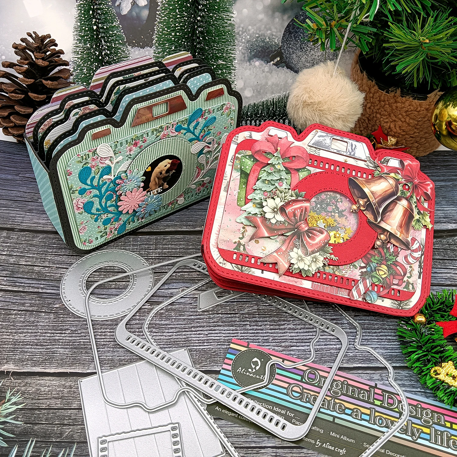 Alinacutle Kameraalbum, Metall, gestanzt, für Weihnachten, Geschenk, Papierhandwerk, handgefertigte Kartenherstellung, DIY-Grußkarte, Scrapbooking