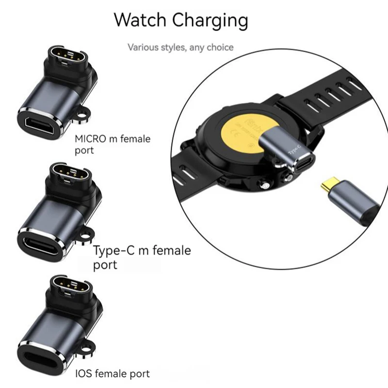 Adaptateur de chargeur USB de type C/Micro/ios, pour Garmin Fenix 7/6/5 Instinct 2S, convertisseur de charge de montre