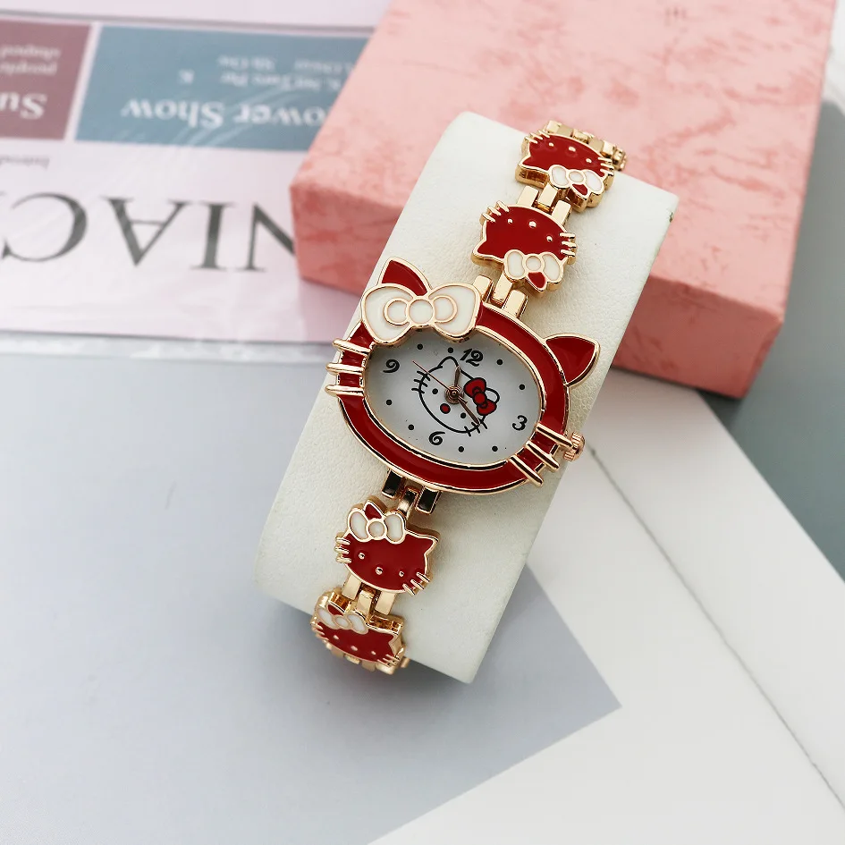 Kinder Cartoon Hello Kitty Quarzuhr mit Diamant Set Quarzuhr Kinderuhr Kreative Uhr Geschenk