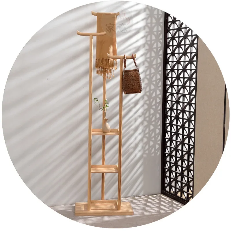 Vintage zen log floor-to-ceiling coat rack