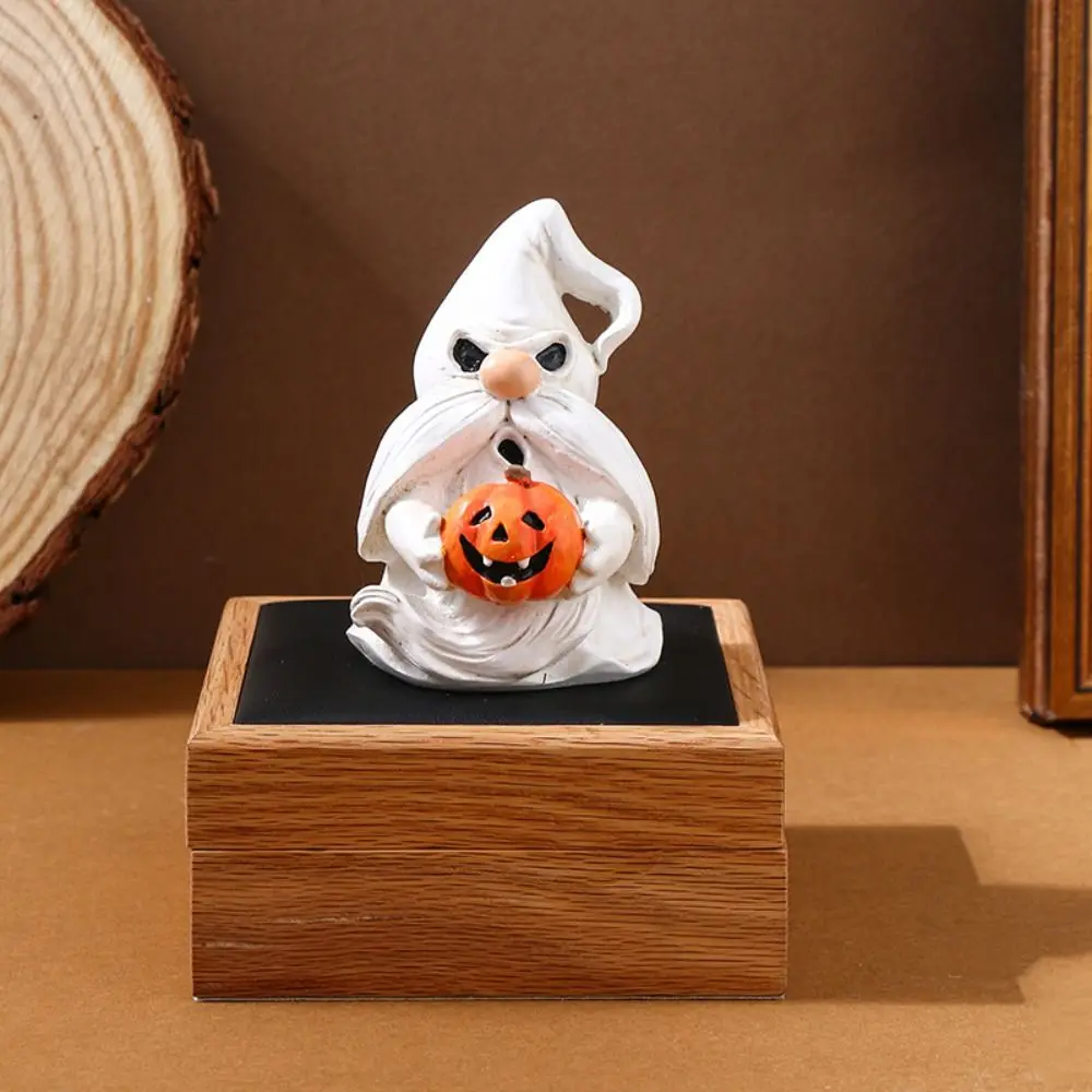 Patung Hantu Resin Bertema Halloween Model Kerajinan Kartun Ornamen Hantu Berdiri Boneka Lucu