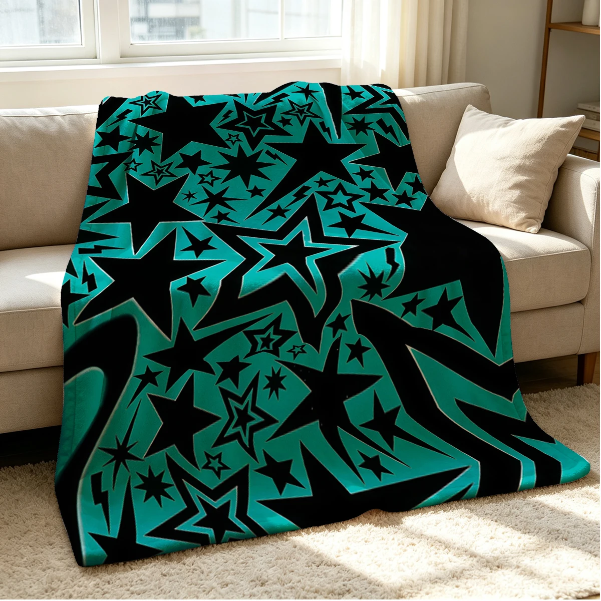 Star Rush Flannel Blanket Warm Soft Halloween Christmas Couch Warm Cozy Decorative Decor Gift for All Season
