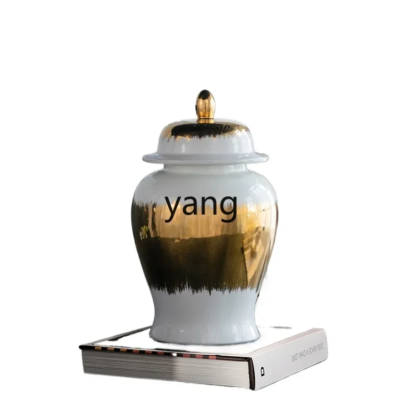 

ZL light luxury home painting gold general jar ornament corridor entrance soft ceramic decoration