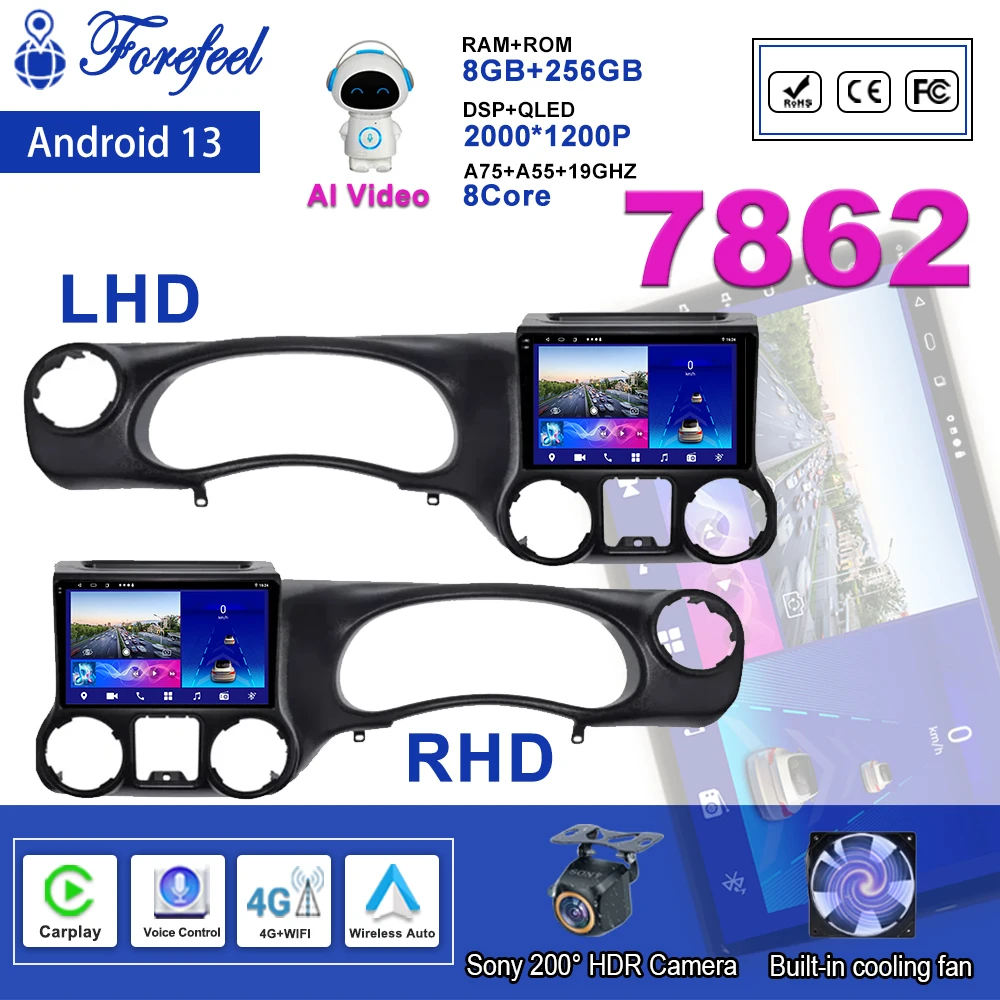 

Car Radio Android 13 For Jeep Wrangler 3 JK 2010 - 2018 LHD/RHD Multimedia GPS Head Unit Auto Navigation Player Carplay DVD BT