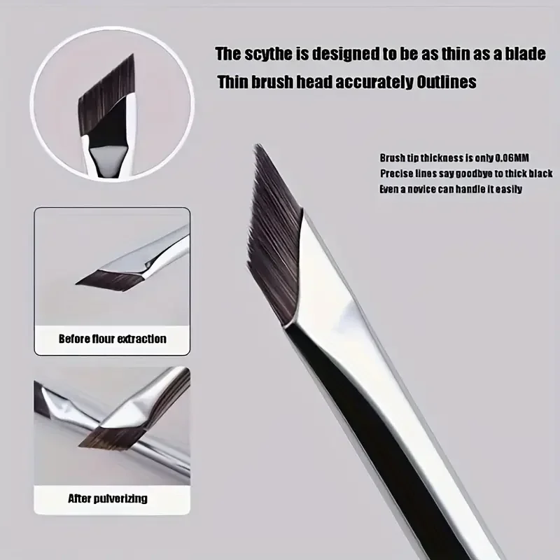 Pennello per eyeliner con lama da 2/5 pezzi Pennello per sopracciglia piatto ad angolo fine ultra sottile sotto gli occhi Posizionare Pennello per dettagli preciso Aggiornamento kit di ragazze