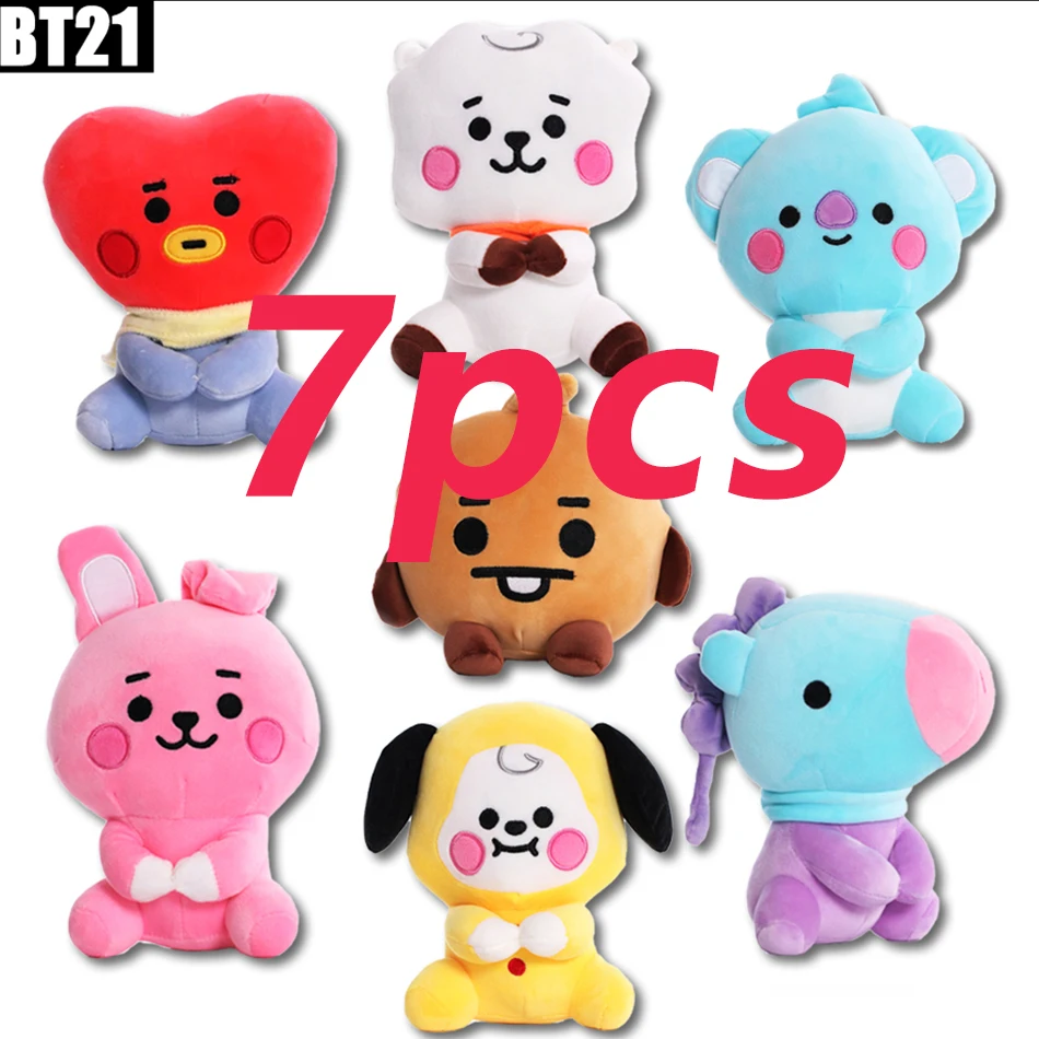 Bandai BT21 New Mini Plush Doll Pendant Keychain Plush Toy Bag Accessories Kawaii Anime Cute Cartoon Key Chains Birthday Gift