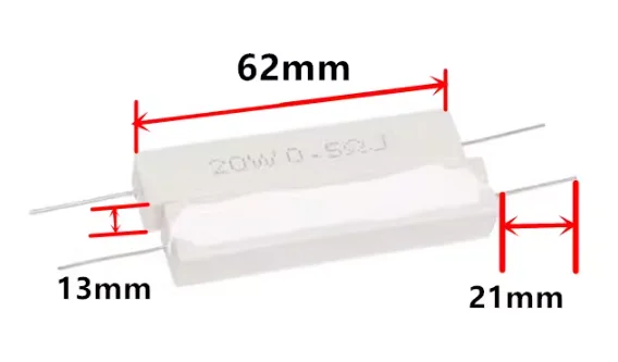 2pcs 20W 5% Ceramic Cement Resistor 0.1R 0.2 0.25 0.5 1 2 3 4.7 10 20 50 100 Ohm 3R 12R 27R 100R 180R 220R 1K 2.2K 4.7K 8.2K 10K