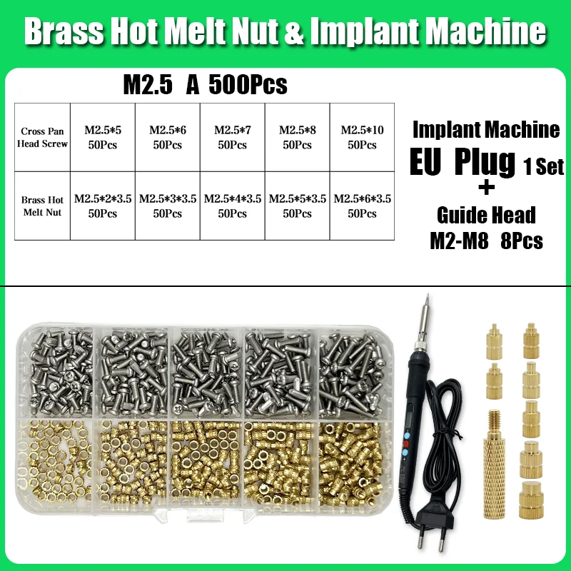 M2 M3 M4 Messing Einsatz Mutter Bolzen Schraube Implantation Maschine Hot Melt Rändelgewinde Wärme Lötkolben Spitze 3D Drucker Zubehör – Detail 13