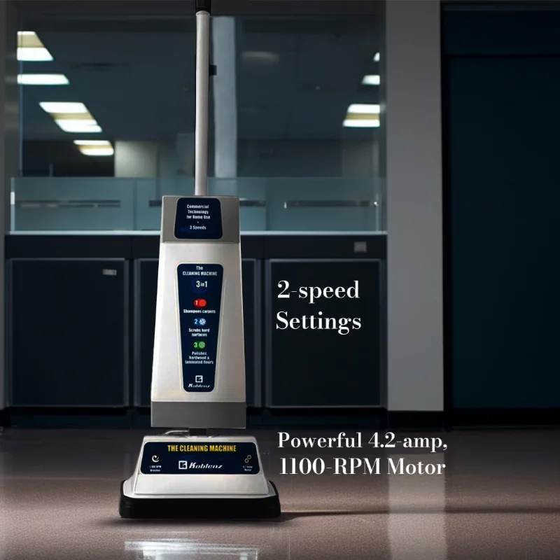 เครื่องทําความสะอาดแชมพูและขัดเงา Koblenz, เครื่องทําความสะอาดพื้นพร้อมมอเตอร์ 1100 รอบต่อนาที, สายไฟ 5', ถัง 120 ออนซ์, การตั้งค่าความเร็ว 2 ระดับ