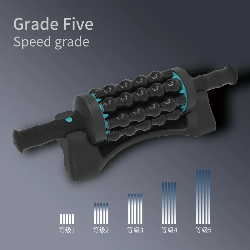 Rechargeable Handheld Rolling Percussion Massager, Body Foot Roller with Base, Muscle Recovery Fitness Training Device